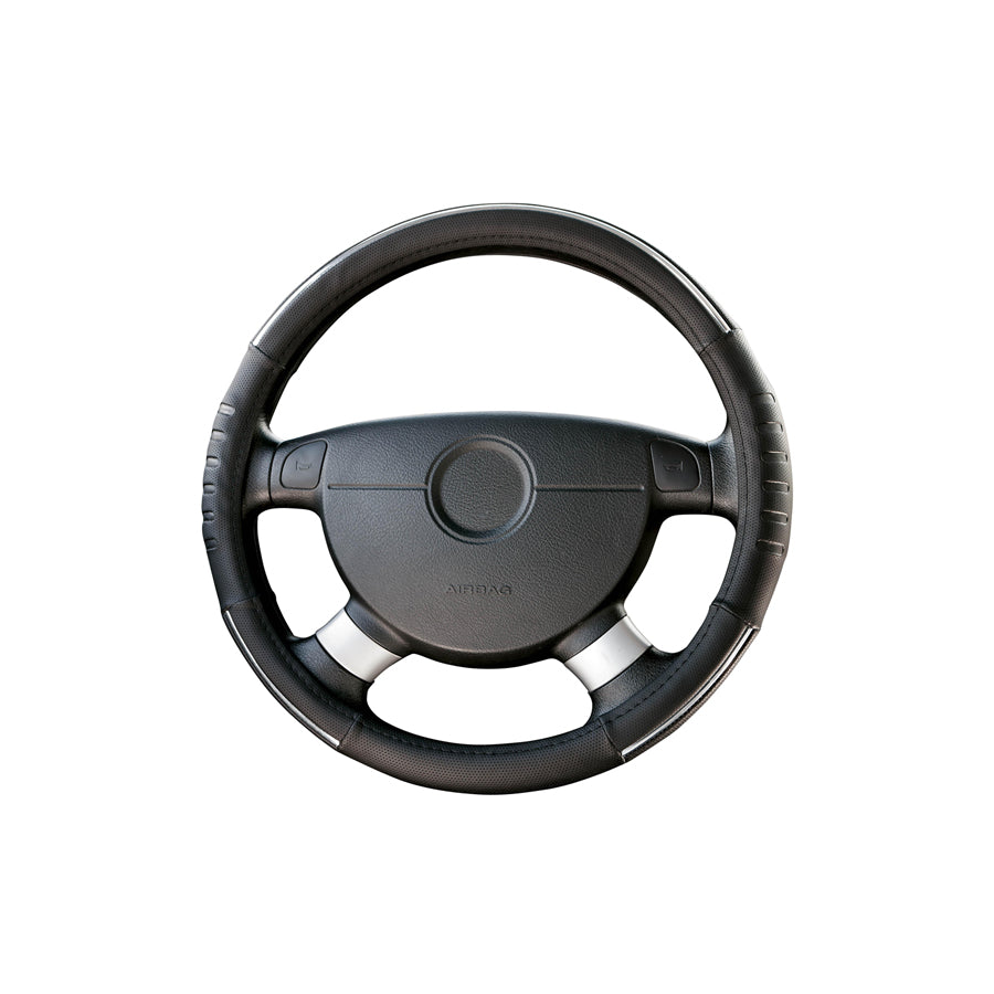 WALSER 16625 Steering wheel cover Black, ?: 38-39cm, PU (Polyurethane)