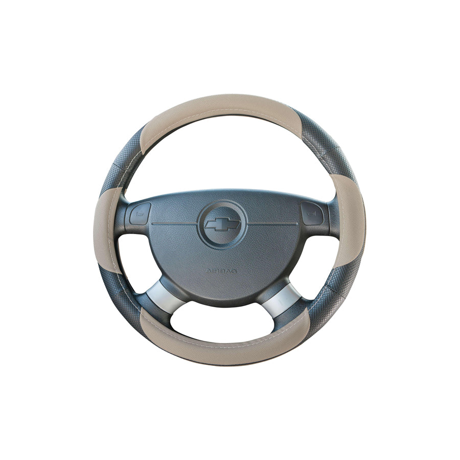WALSER 16624 Steering wheel cover Beige, Black, ?: 38-39cm, PU (Polyurethane)