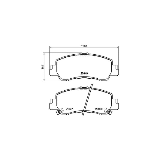 Hella 8DB 355 040 521 Brake Pad Set For Mitsubishi Eclipse Cross Gk_ Not Prepared For Wear Indicator
