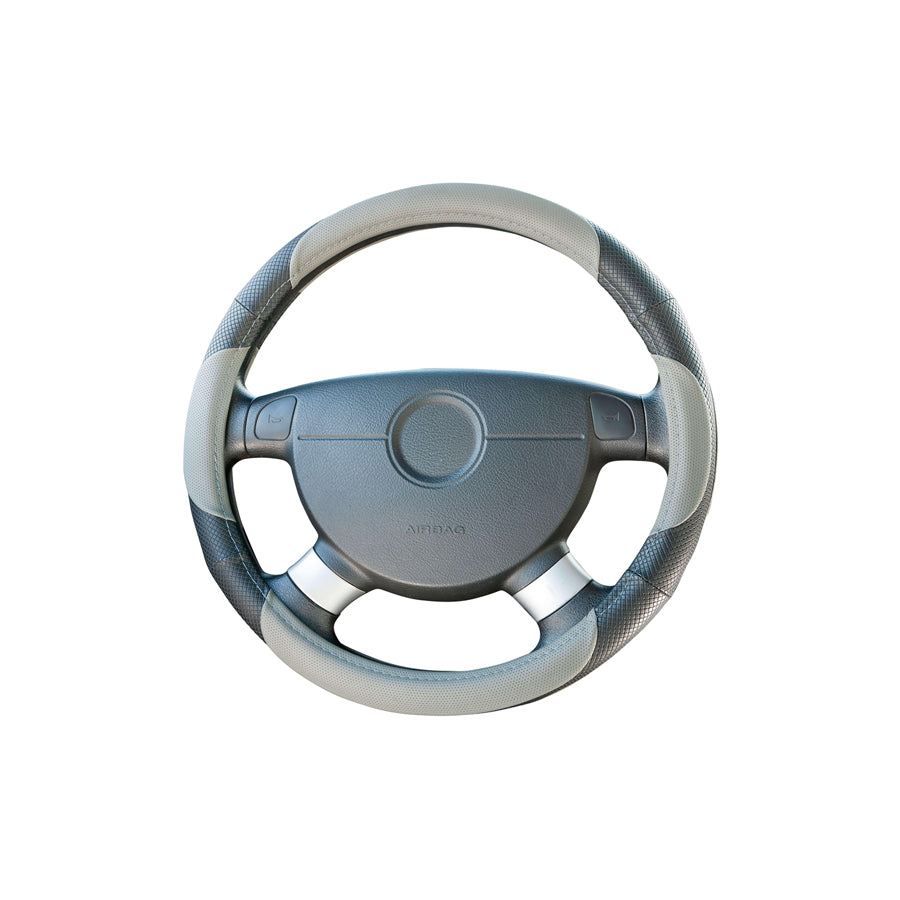 WALSER 16623 Steering wheel cover Beige, Grey, ?: 38-39cm, PU (Polyurethane)