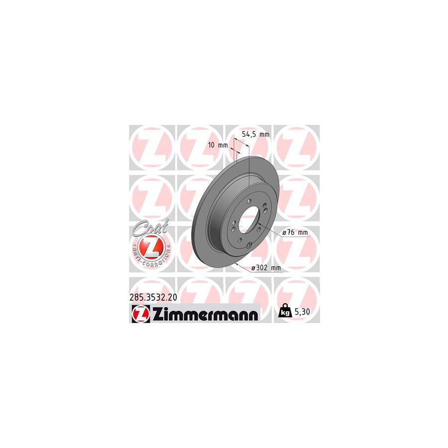 ZIMmERMANN COAT Z 285 3532 20 Brake Disc Solid Coated