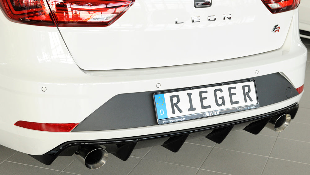 Rieger 00088135 SEAT 5F Leon FR Rear Diffuser for Sport Tailpipe Left & Right - Glossy Black