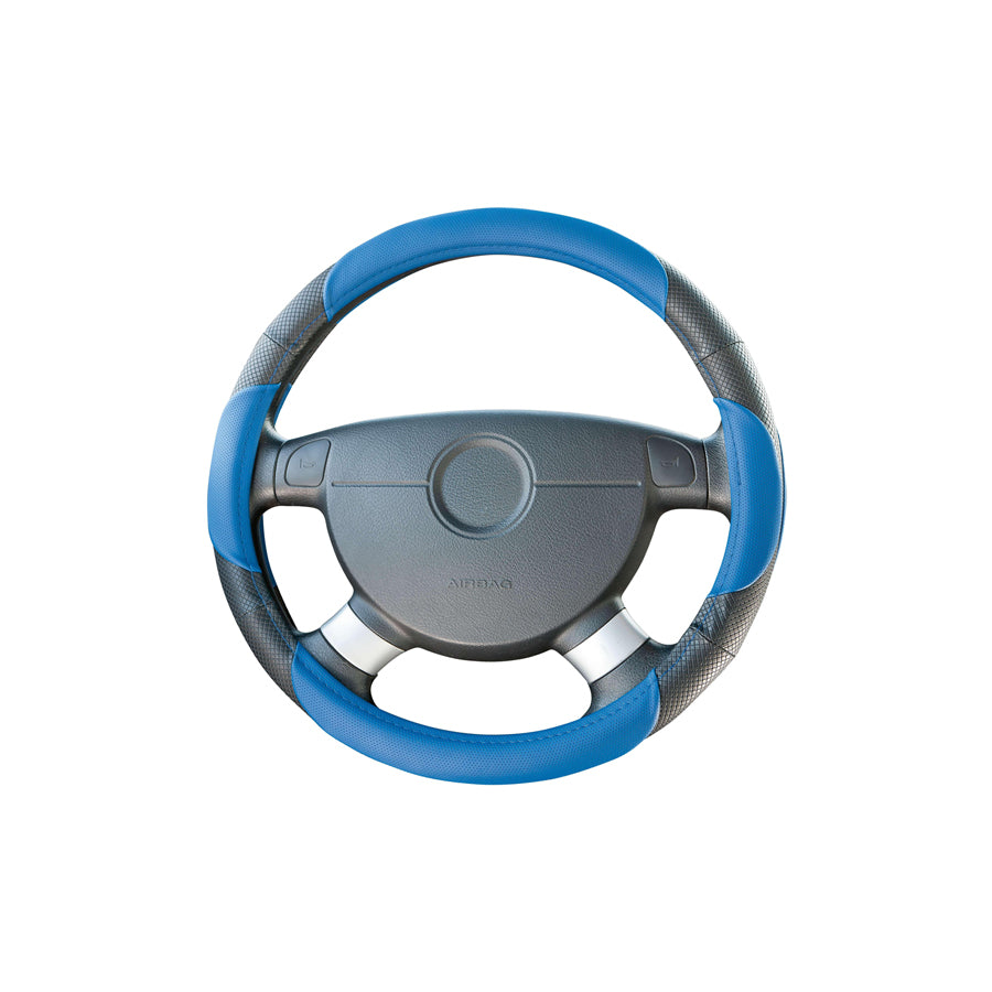 WALSER 16621 Steering wheel cover Black, Blue, ?: 38-39cm, PU (Polyurethane)