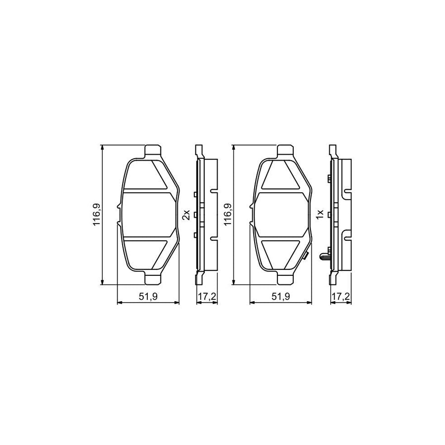 Bosch 0986495397 Brake Pad Set For Ford Usa Explorer Mk5 U502 With Acoustic Wear Warning With Anti Squeak Plate BP1770