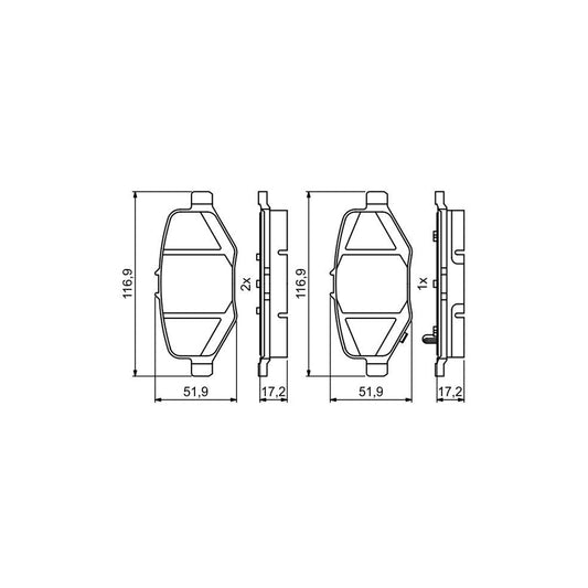Bosch 0986495397 Brake Pad Set For Ford Usa Explorer Mk5 U502 With Acoustic Wear Warning With Anti Squeak Plate BP1770