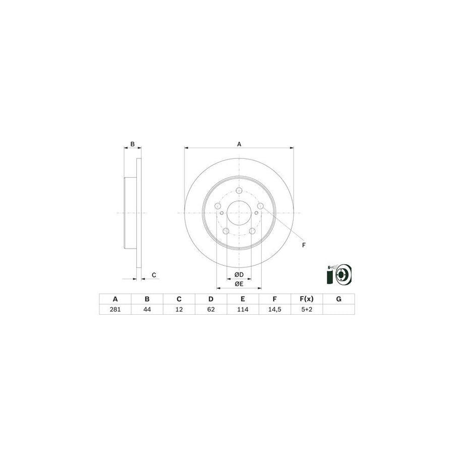 BOSCH 0 986 479 E91 Brake Disc Solid Coated