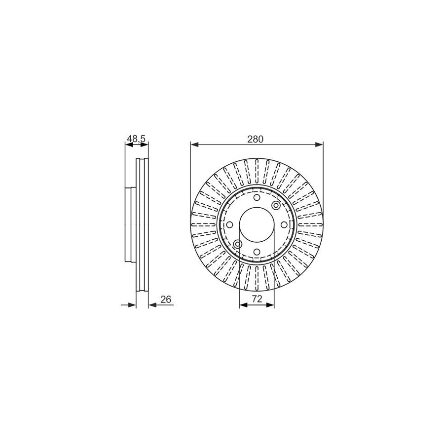 BOSCH 0 986 479 353 Brake Disc for KIA Carens II FJ Vented Oiled Alloyed High carbon