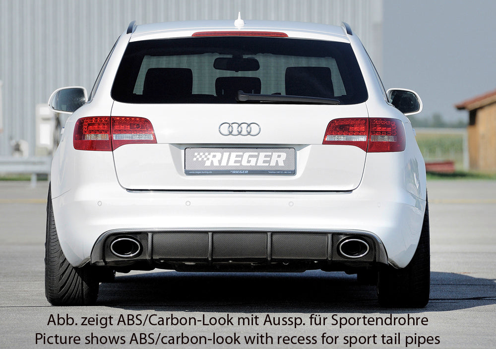 Rieger 00055334 Audi 4F A6 Rear Diffuser for Original Tailpipe Left & RIght -  Matte Black