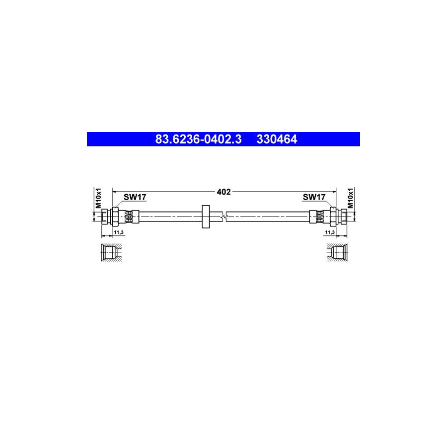 ATE 83 6236 0402 3 Brake Hose 400Mm