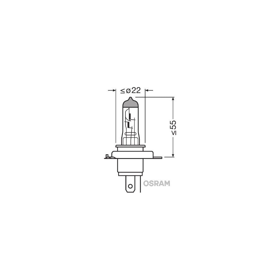 OSRAM ORIGINAL 64196 Bulb, spotlight H4 24V 75/70W P43t 3200K Halogen