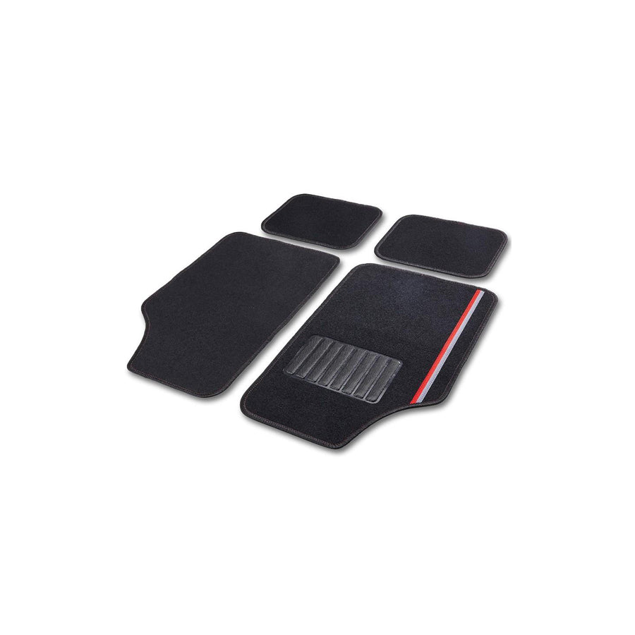CARTREND Universal fit 10607 Floor mat set Textile, Front and Rear, Quantity: 4, Black/Red