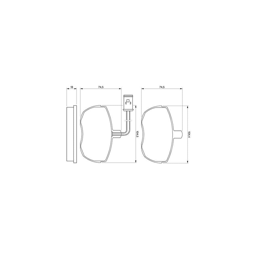 Bosch 0986424172 Brake Pad Set With Integrated Wear Sensor With Anti Squeak Plate BP074