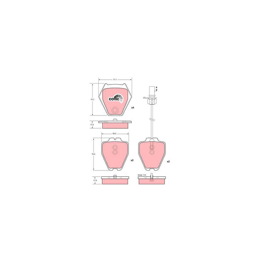 TRW Cotec Gdb1381 Brake Pad Set Incl Wear Warning Contact