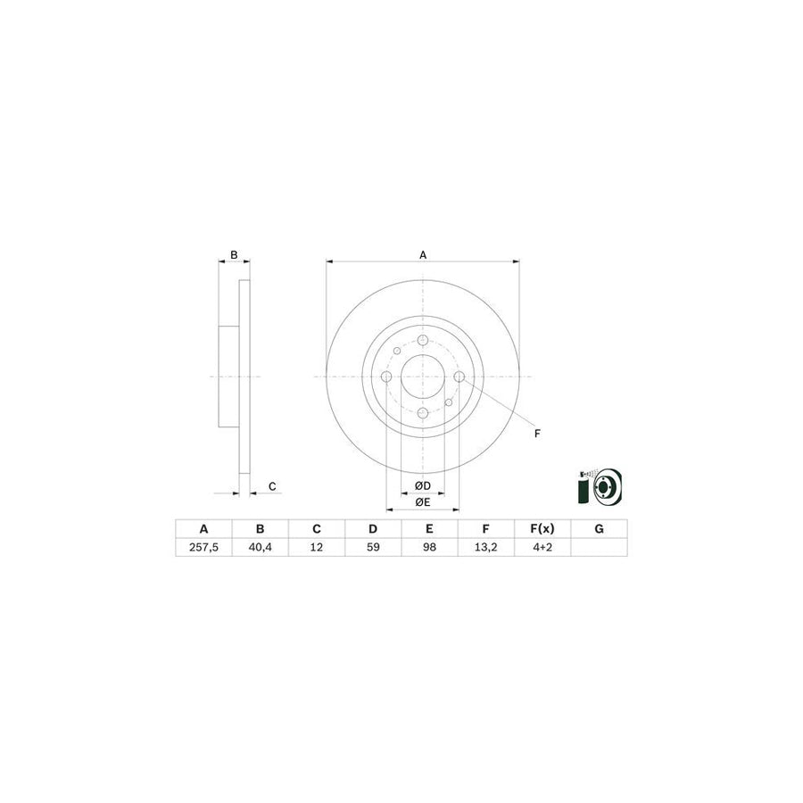 BOSCH 0 986 479 E65 Brake Disc Solid Coated
