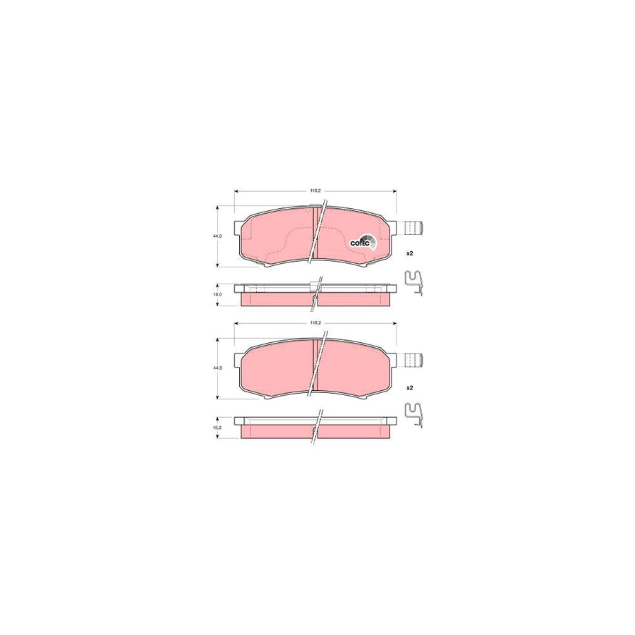 TRW Cotec Gdb3110 Brake Pad Set With Acoustic Wear Warning With Accessories