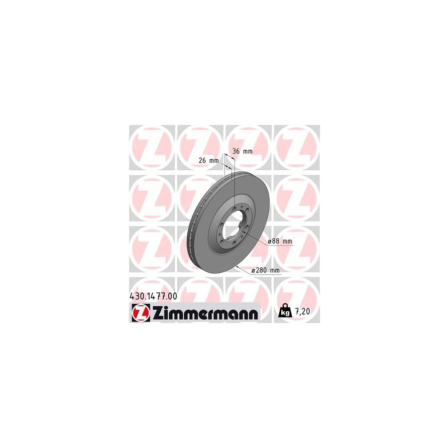 ZIMmERMANN 430 1477 00 Brake Disc Internally Vented