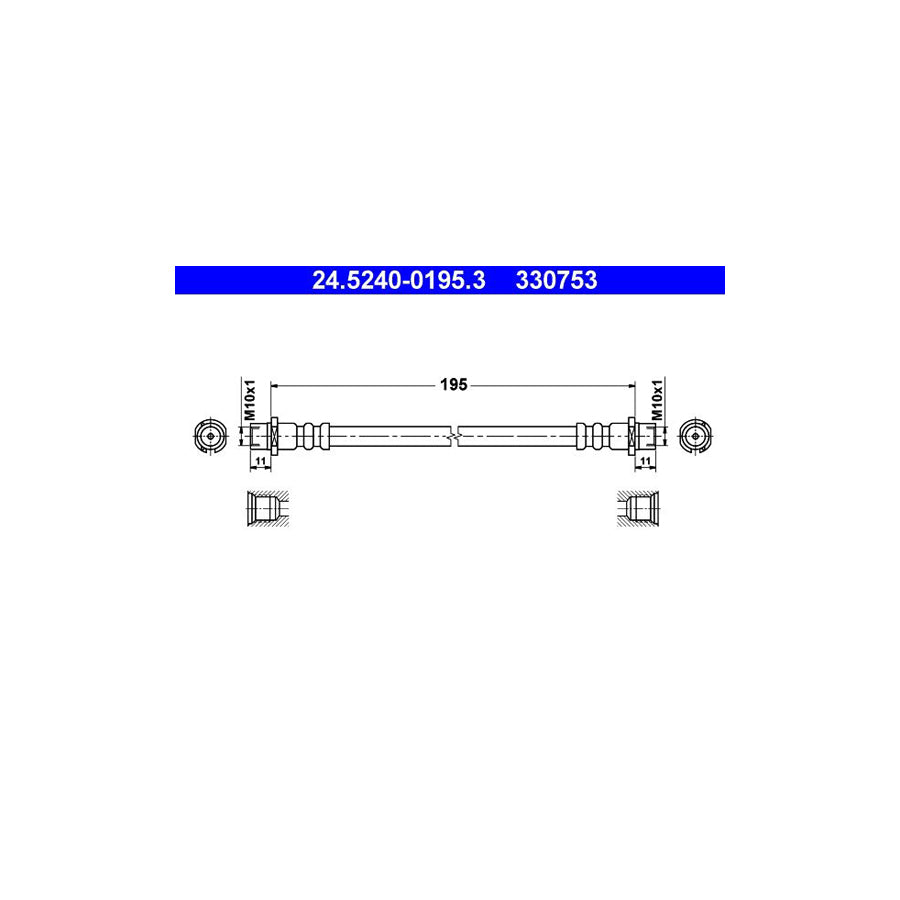 ATE 24 5240 0195 3 Brake Hose 195Mm