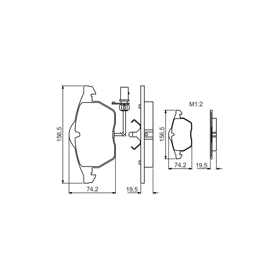 Bosch 0986495232 Brake Pad Set With Integrated Wear Sensor With Piston Clip BP1530