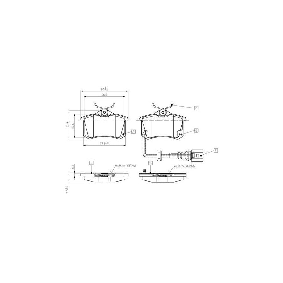 Bosch 0986Tb2141 Brake Pad Set Incl Wear Warning Contact With Accessories
