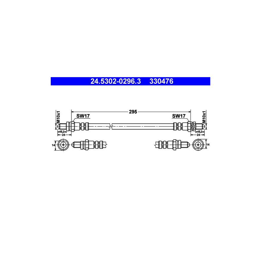 ATE 24 5302 0296 3 Brake Hose 295Mm