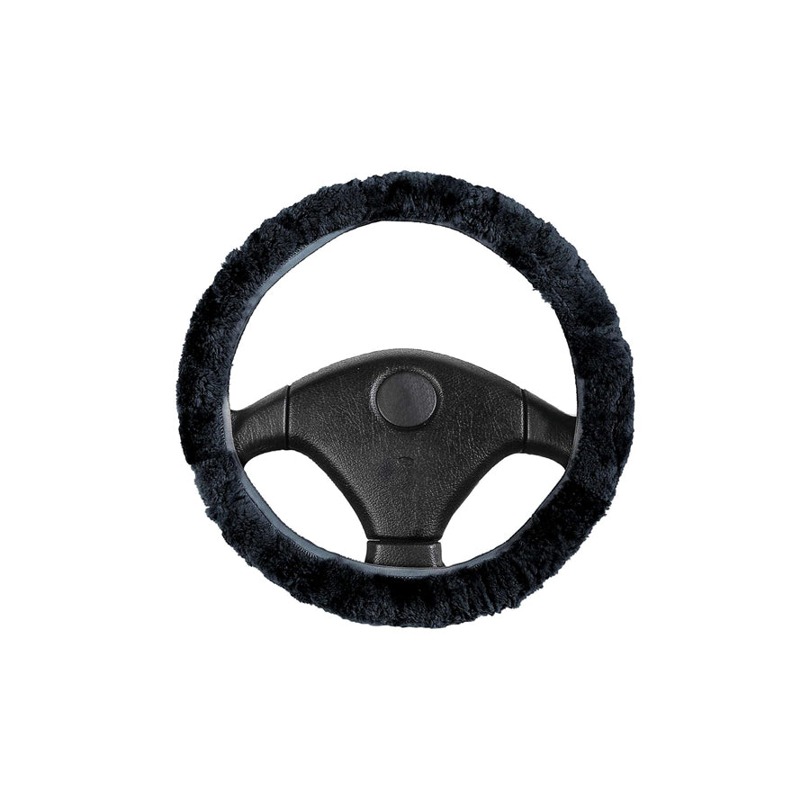 WALSER 19566 Steering wheel cover Black, ?: 36-41cm, Sheepskin
