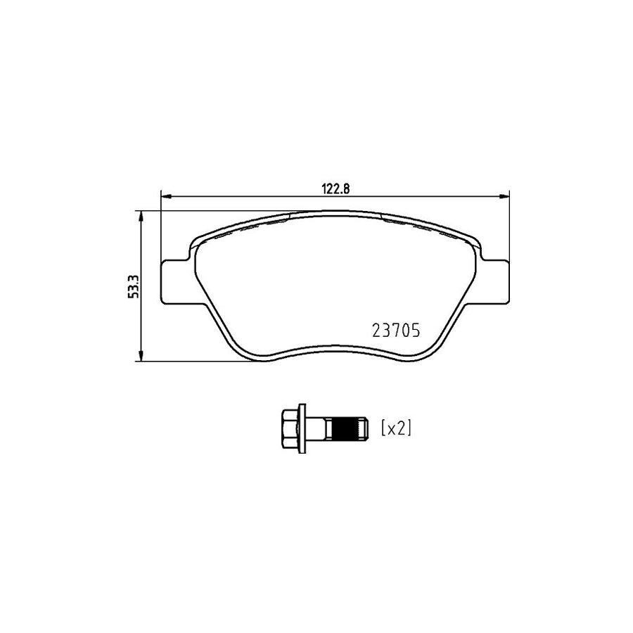 Hella 8DB 355 025 301 Brake Pad Set For Fiat Doblo Not Prepared For Wear Indicator With Brake Caliper Screws With Accessories