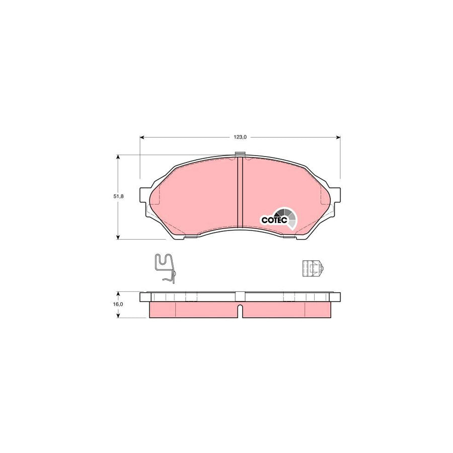 TRW Cotec Gdb3193 Brake Pad Set For Mazda 323 With Acoustic Wear Warning With Accessories