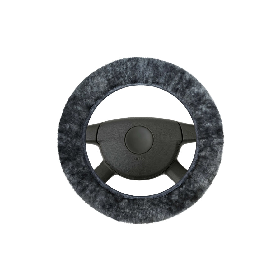 WALSER 19542-0 Steering wheel cover 37mm, 39mm, Anthracite, Leather, Sheepskin