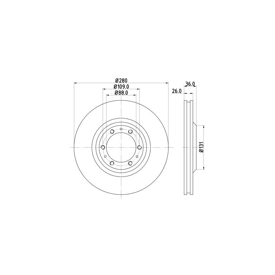 HELLA 8DD 355 106 001 Brake Disc Internally Vented without wheel hub without wheel studs