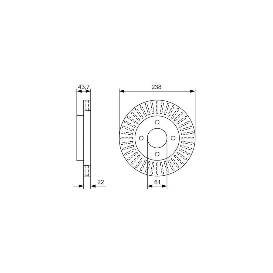 BOSCH 0 986 479 A87 Brake Disc Vented Oiled