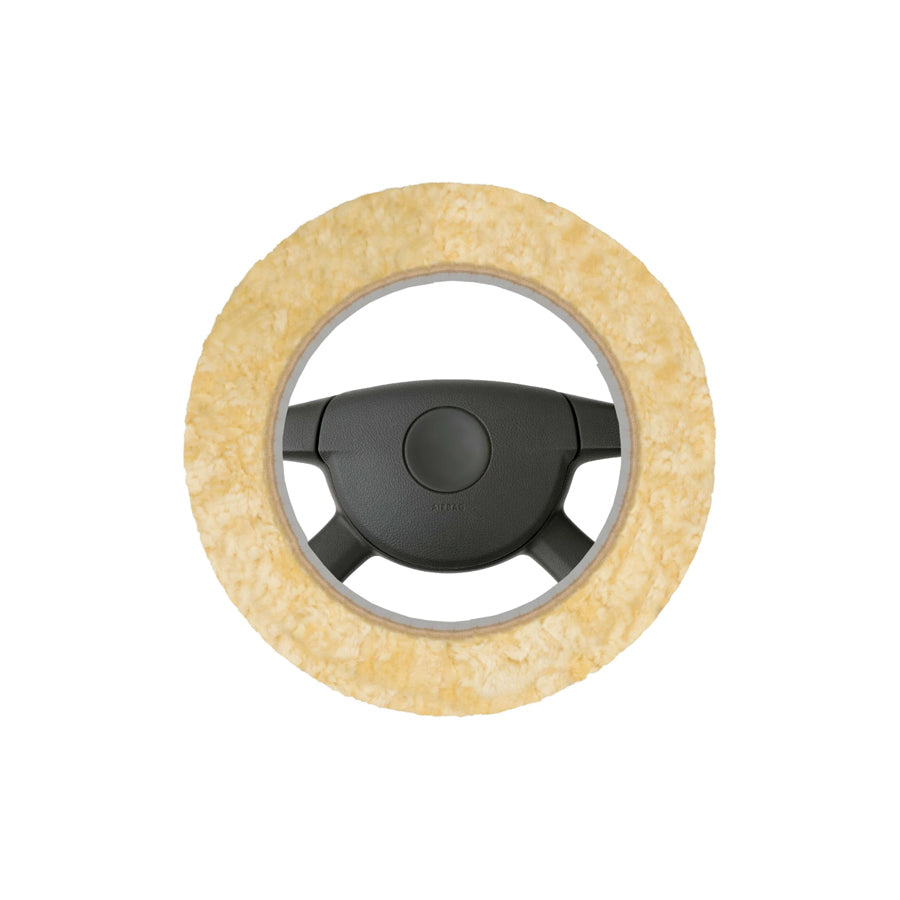 WALSER 19540-0 Steering wheel cover 37mm, 39mm, Beige, Leather, Sheepskin
