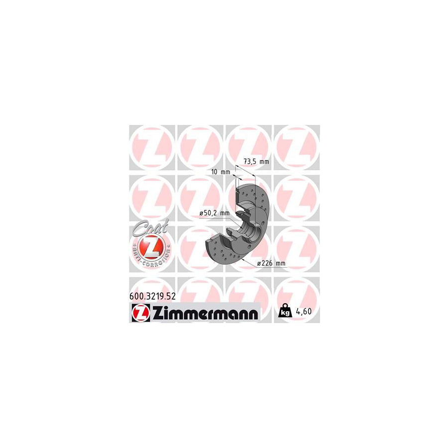 ZIMmERMANN SPORT COAT Z 600 3219 52 Brake Disc Perforated Solid Coated with ABS sensor ring without wheel bearing