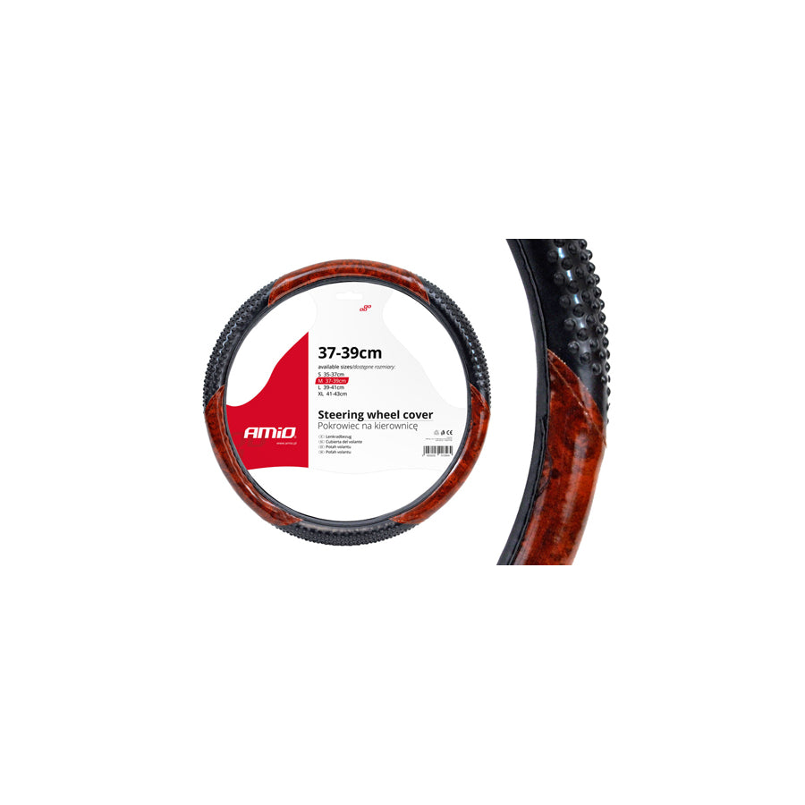 AMiO SWC-11 01369 Steering wheel cover Black, Brown, ?: 37-39cm, Leatherette, wood effect
