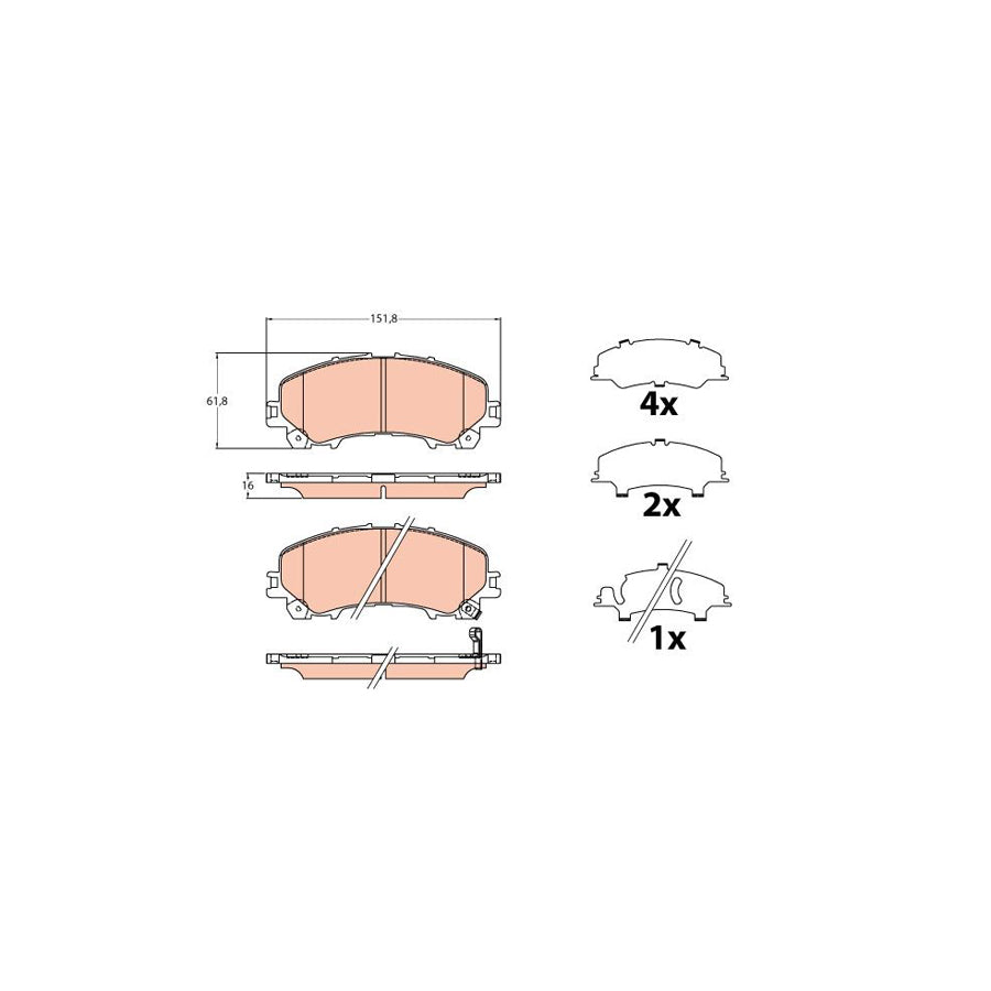 TRW Gdb2222 Brake Pad Set With Acoustic Wear Warning With Accessories