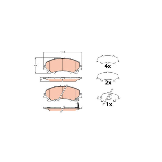 TRW Gdb2222 Brake Pad Set With Acoustic Wear Warning With Accessories