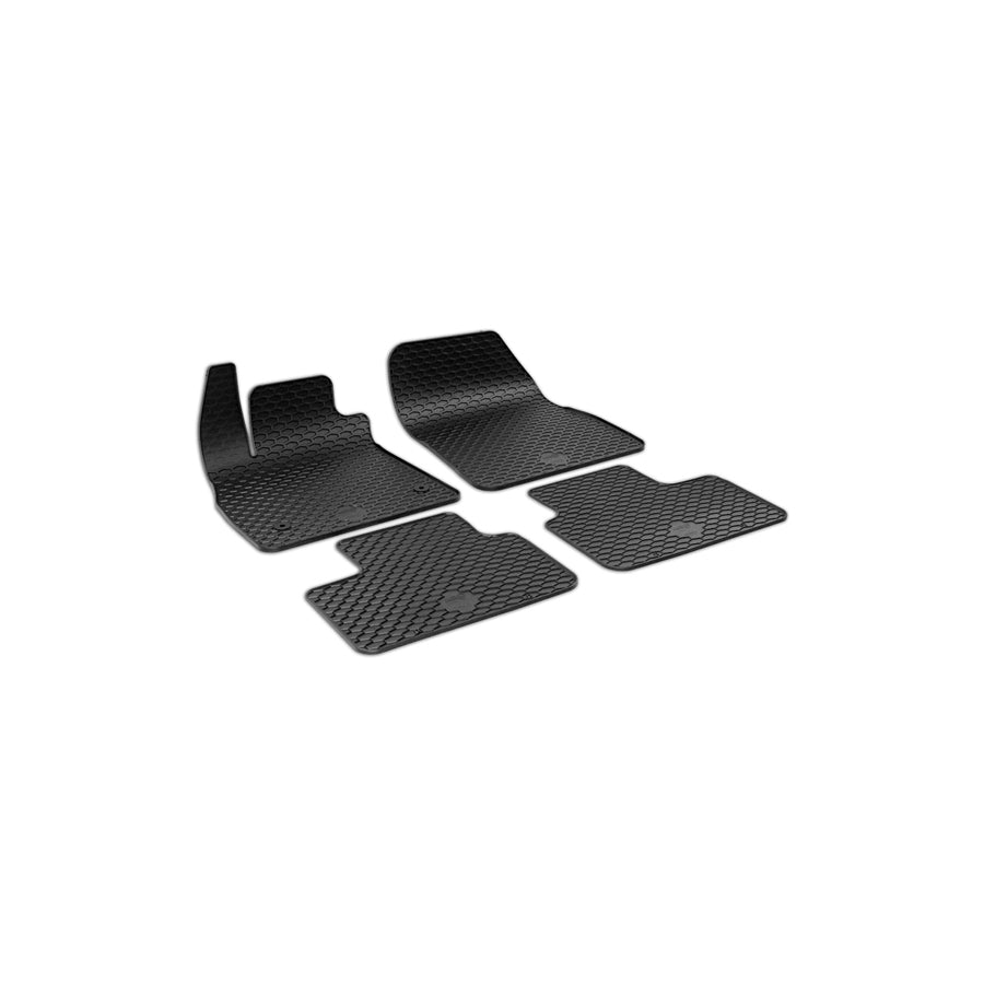 WALSER RubberLine 50851 Floor mat set Elastomer, Front and Rear, Quantity: 4, Black