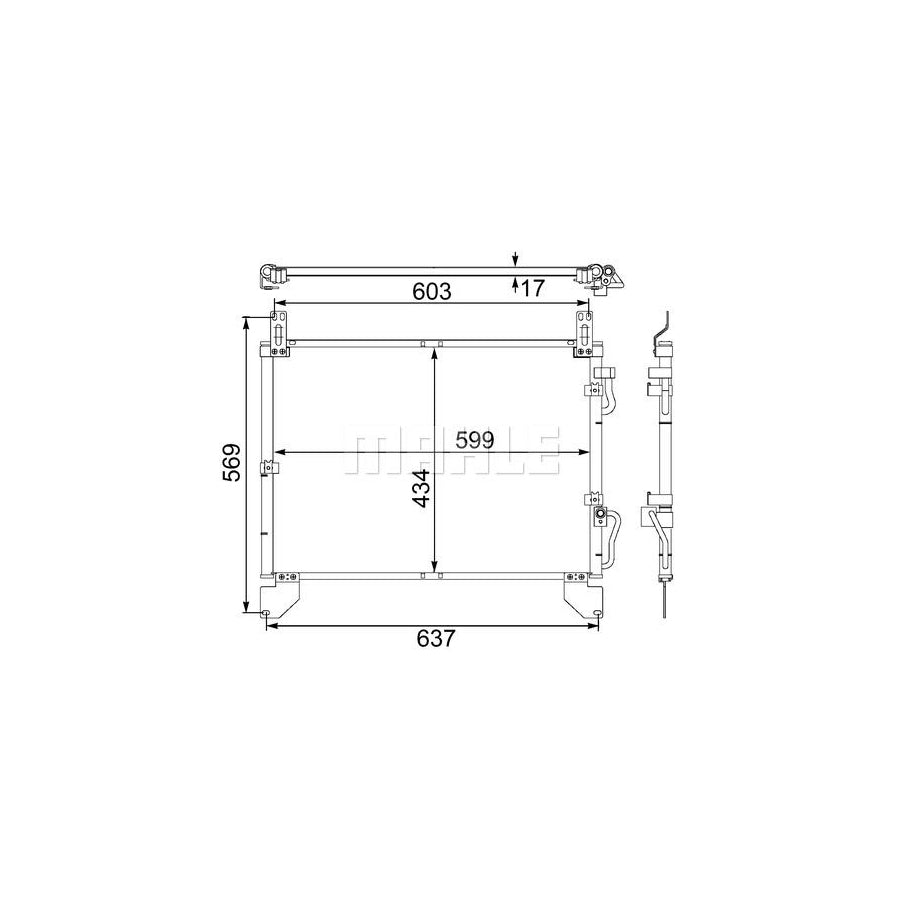 MAHLE ORIGINAL AC 480 000S Air conditioning condenser for SSANGYONG Rexton / Rexton II (GAB) without dryer