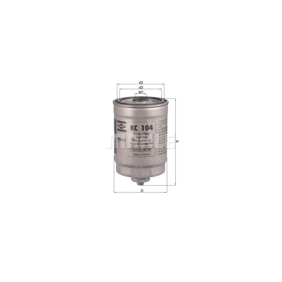 MAHLE ORIGINAL KC 104 Fuel filter Spin-on Filter