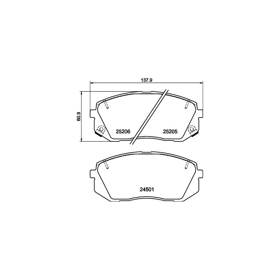 Hella 8DB 355 015 841 Brake Pad Set With Acoustic Wear Warning With Accessories