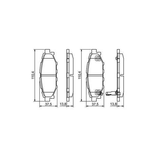 Bosch 0986495119 Brake Pad Set With Acoustic Wear Warning With Mounting Manual BP1541