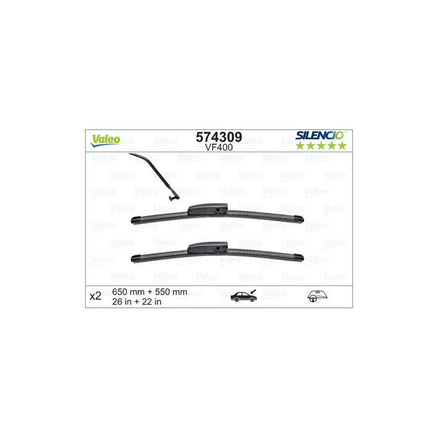 Valeo Silencio Flat Blade Set, Silencio X.Trm 574309 Wiper Blade | Duco Car Parts UK Car Parts