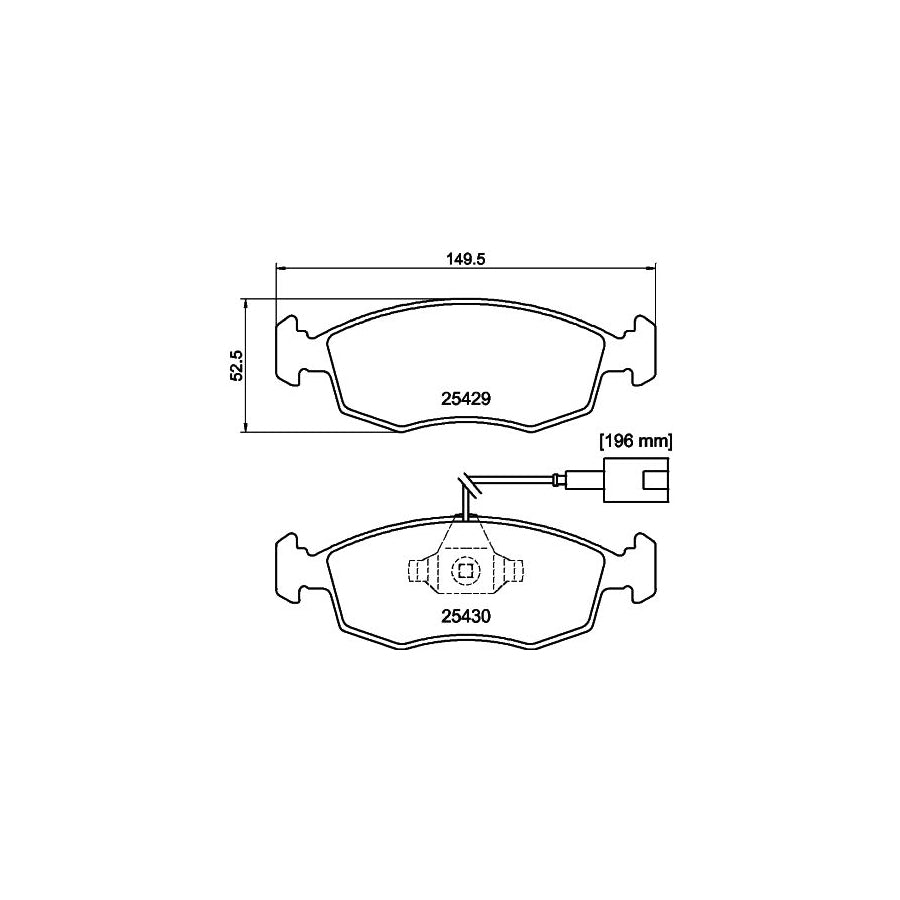 Hella 8DB 355 019 651 Brake Pad Set With Integrated Wear Warning Contact