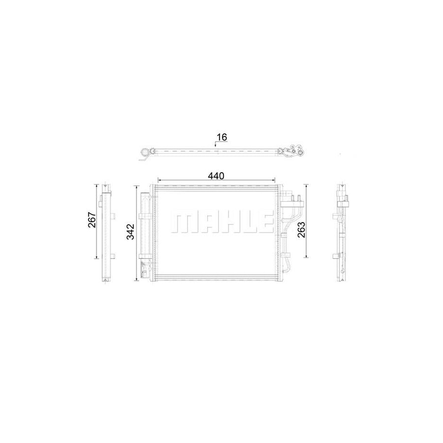 MAHLE ORIGINAL AC 917 000P Air conditioning condenser for HYUNDAI i10 with dryer