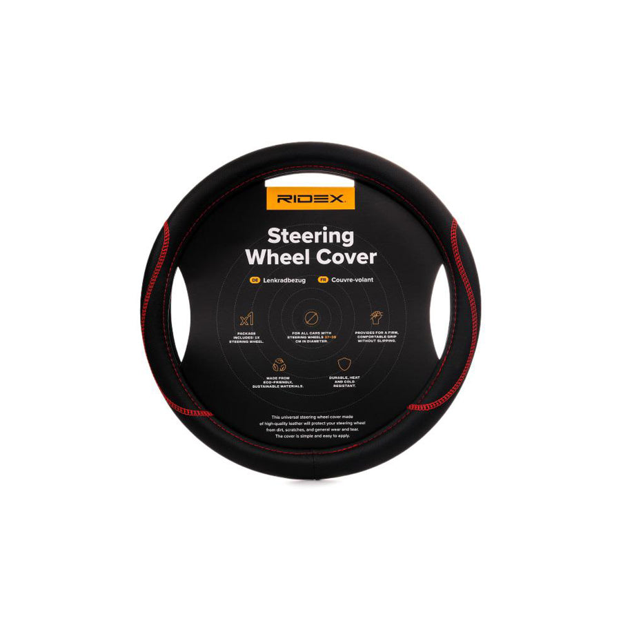 RIDEX 4791A0003 Steering wheel cover Black, Red, ?: 37-39cm, PVC