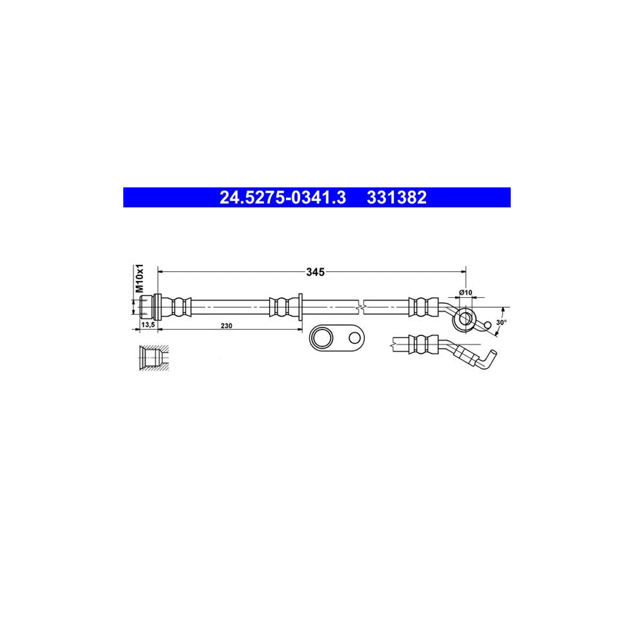 ATE 24 5275 0341 3 Brake Hose 345Mm M10X1 