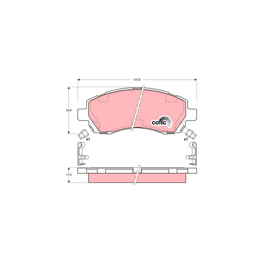 TRW Cotec Gdb3205 Brake Pad Set With Acoustic Wear Warning With Accessories