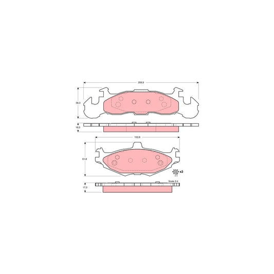 TRW Gdb4003 Brake Pad Set Not Prepared For Wear Indicator With Accessories