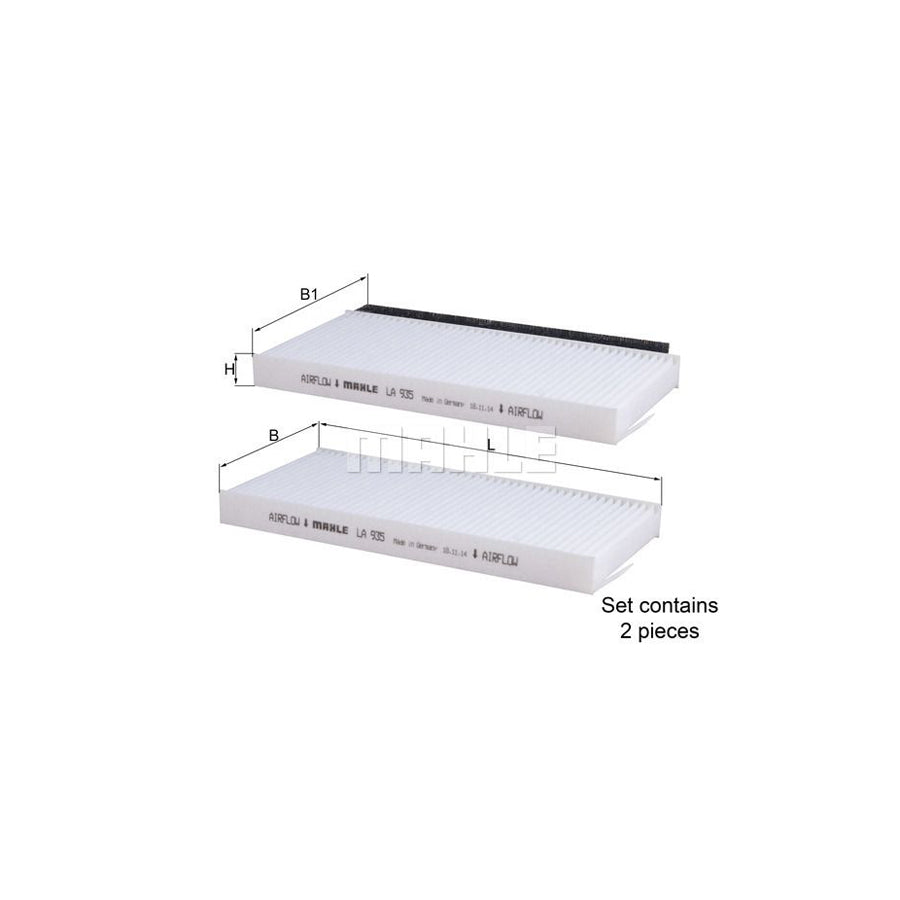 MAHLE ORIGINAL LA 935/S Pollen filter for KIA SHUMA Particulate Filter