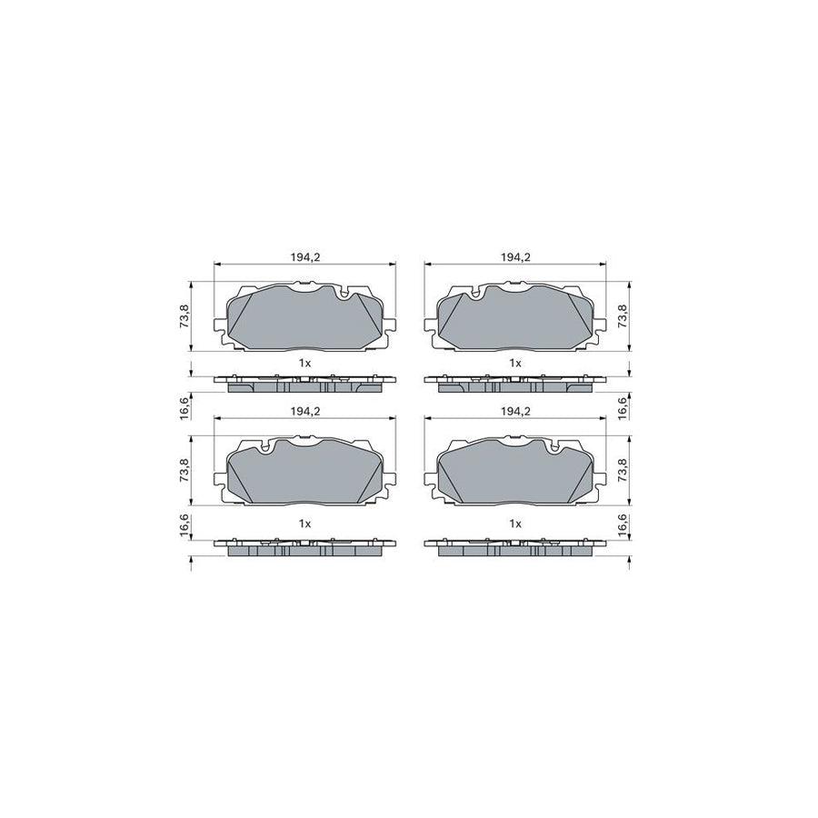 Bosch 0986424945 Brake Pad Set For Bentley Bentayga 4V1 With Anti Squeak Plate With Mounting Manual BP2563