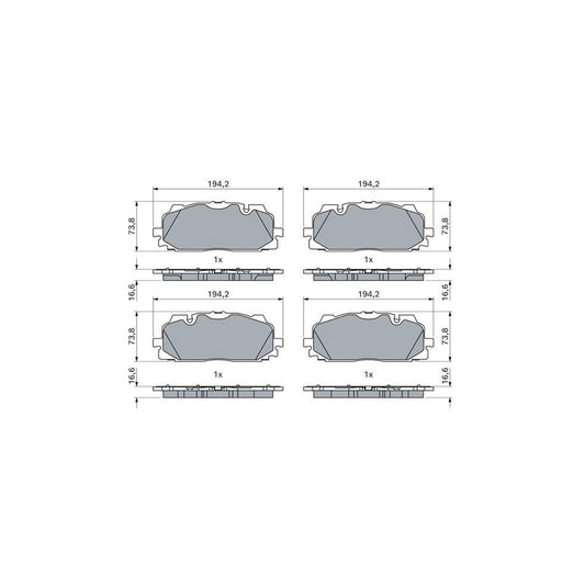 Bosch 0986424945 Brake Pad Set For Bentley Bentayga 4V1 With Anti Squeak Plate With Mounting Manual BP2563